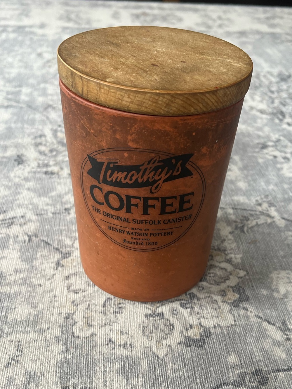 Coffee Canister with Wood Lid - Rustic Brown
